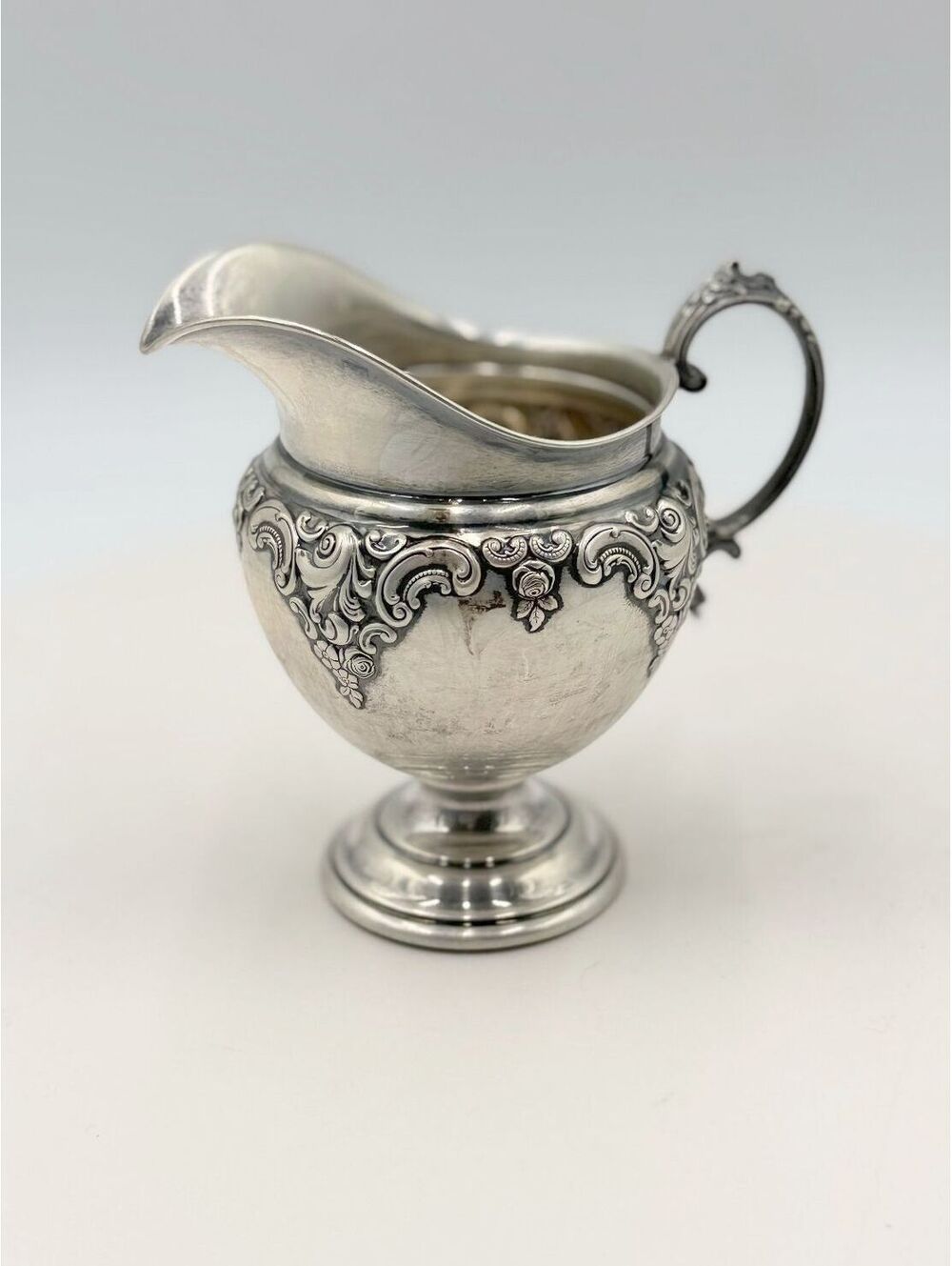 Wallace Vintage Grande Baroque Sterling Silver Creamer Pitcher Gold Wash 4851-9